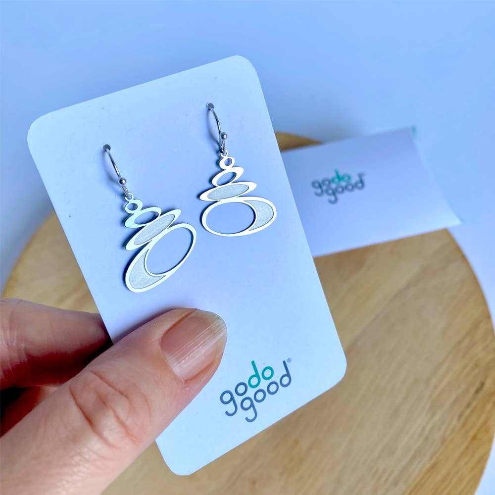 Go Do Good - Wholesale Dangle earrings - Pebble Silver Dangle Earrings5