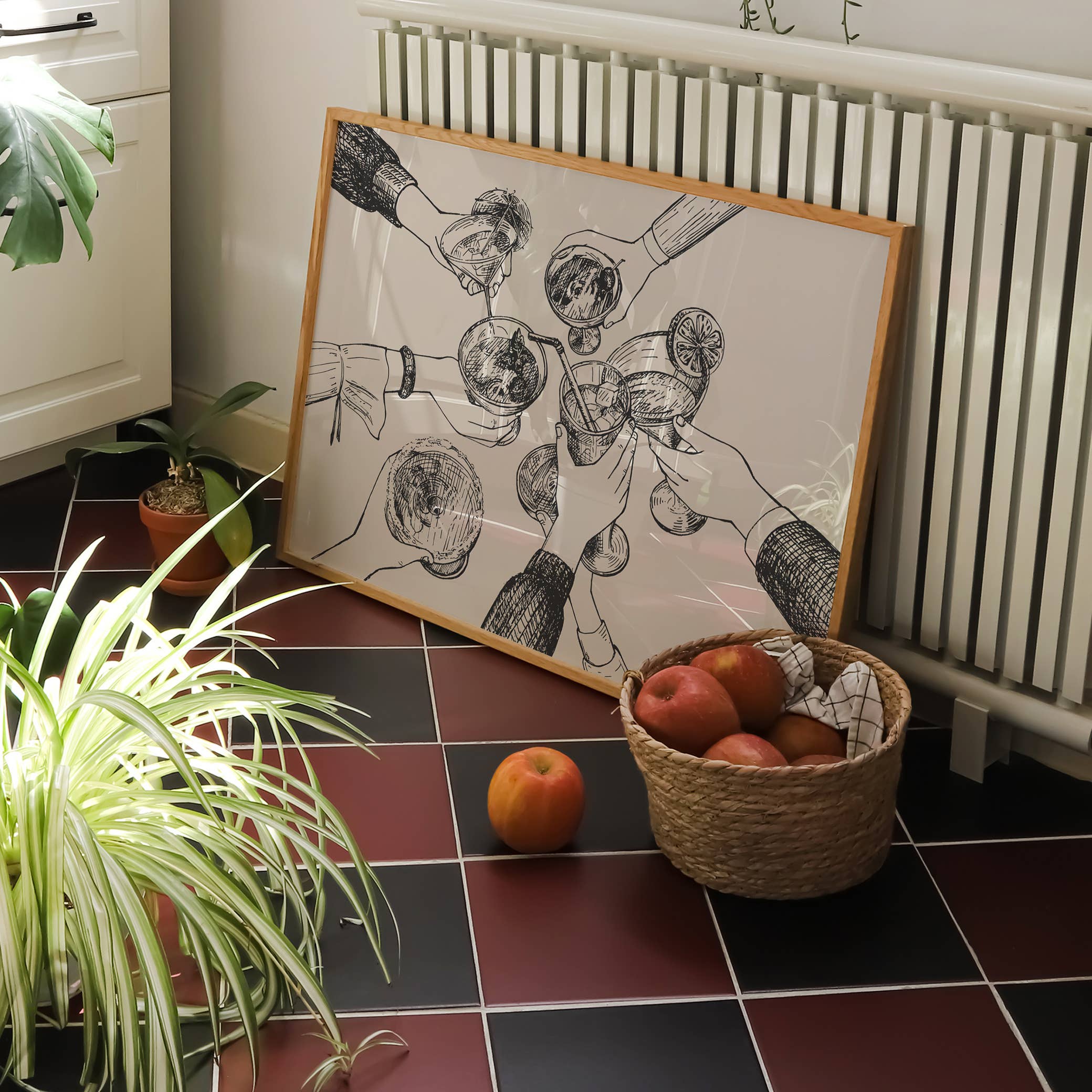 KIKIANDNIM - Wholesale Art Print - Bar Cart Wall Art Print | Cheers Hands Tan | Home Decor2