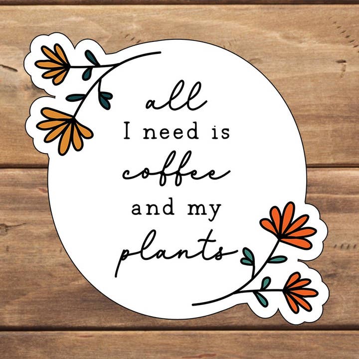 Coffee & Plants Aufkleber, Vinylaufkleber, Laptop-Aufkleber, Laptop-Aufkleber für den Großhandel von C3DAR Design