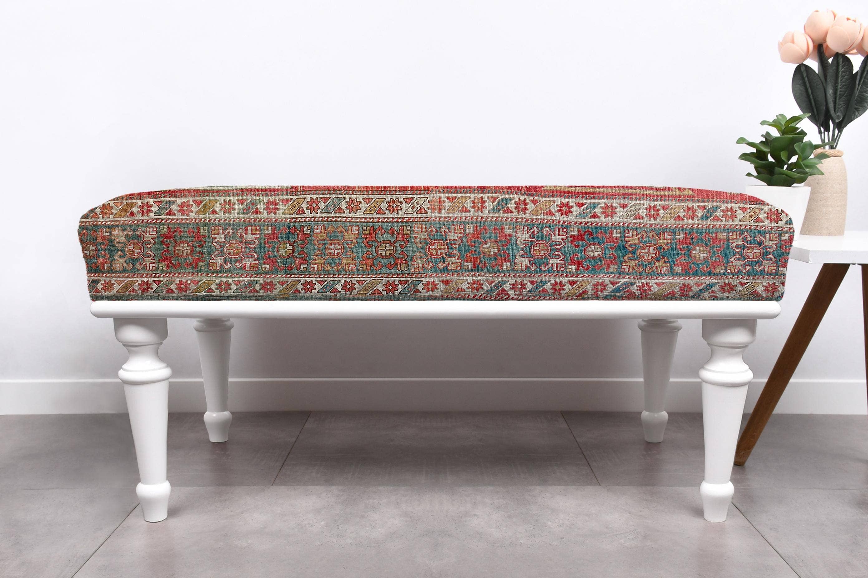 The Loom Wholesale – wholesale Bench – Traditional Turkish Rug Bench With Solid Wood Legs19