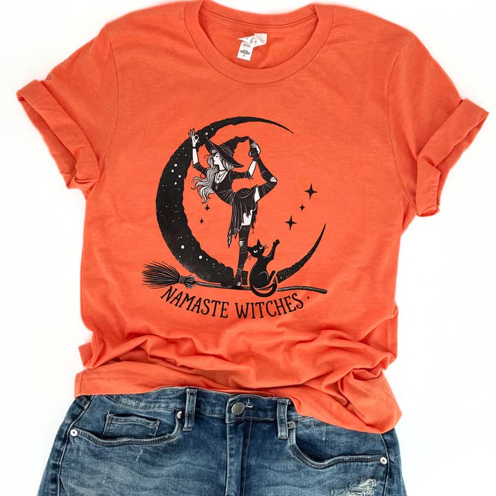 Namaste witches Halloween t-shirt, Women's tee, Seasonal top for wholesale by ATTA TOOD LLC