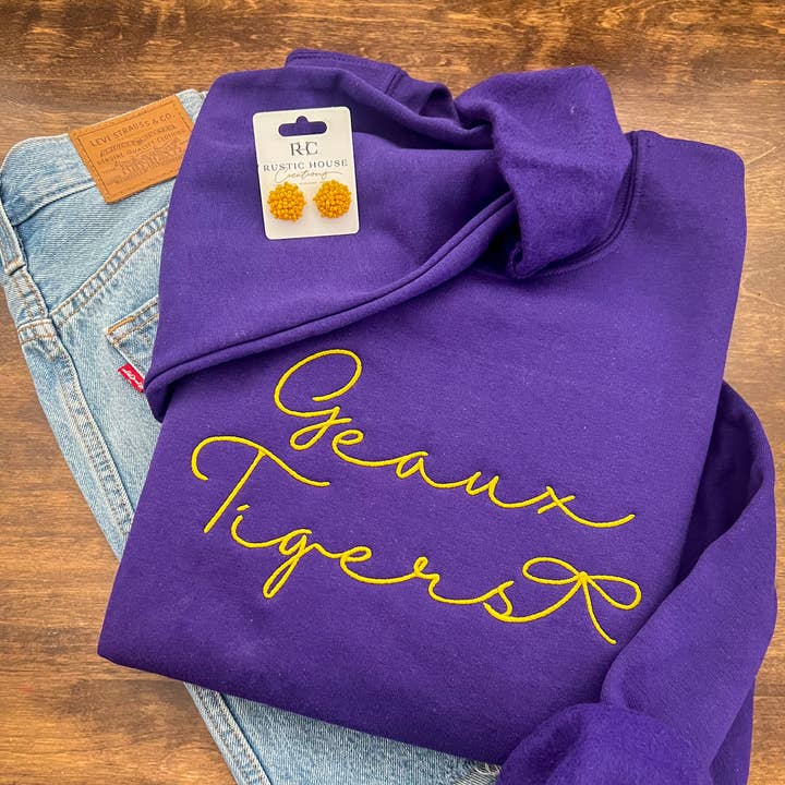 Geaux Tigers LSU Embroidered Sweatshirt and other Purchase Wholesale geaux hat. Free Returns & Net 60 Terms on Faire trending on Faire.