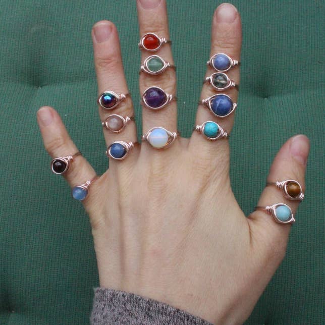 Gratefully Dreaming - Wholesale Single Stone/Solitaire Ring - Rose Gold Wire Wrapped Gemstone Rings 1