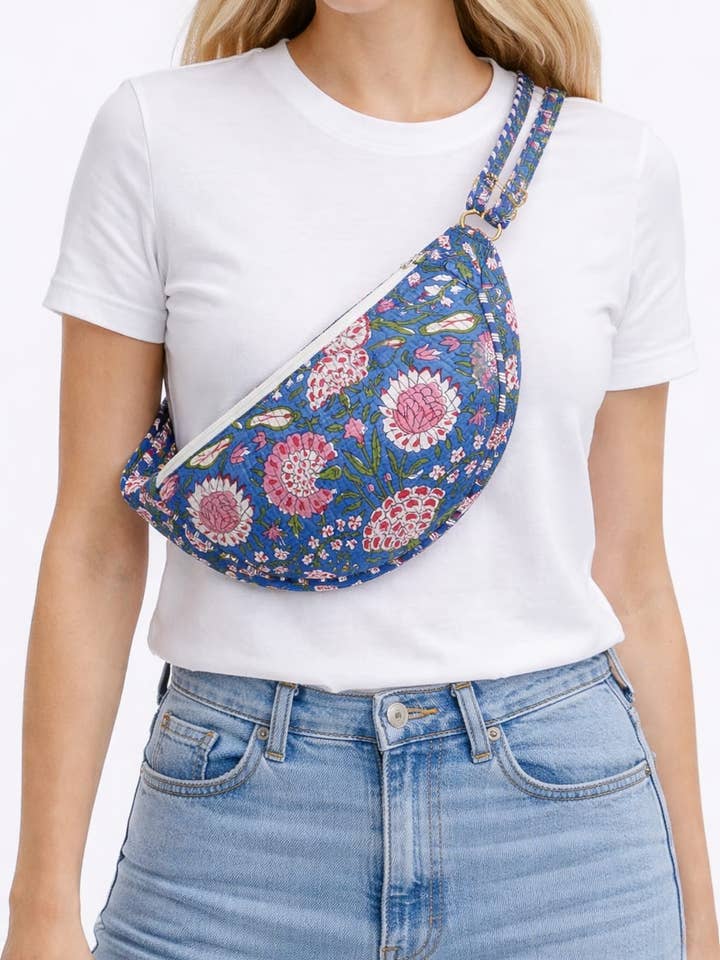 100% Cotton Kantha Quilted Shoulder Bag/Cross Body Bag for wholesale by Funky Yak Ltd