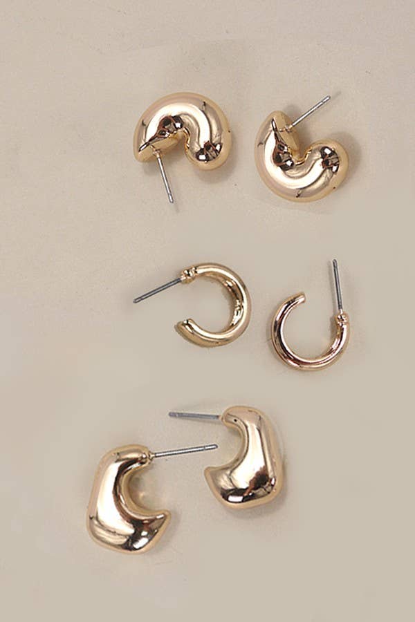 Gold BUBBLE HOOP HUGGIE TRIO EARRINGS | 80E5359 for wholesale on Faire1