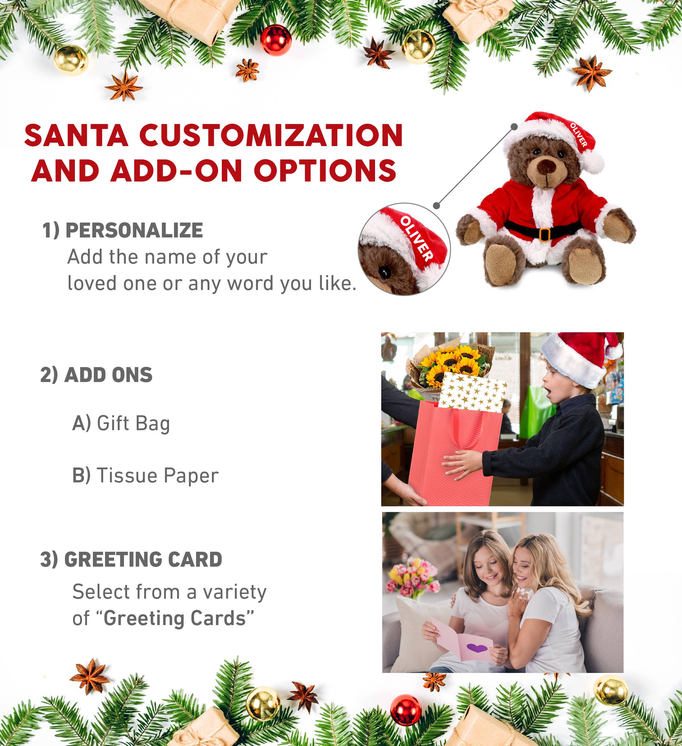 Cota Global - Wholesale Stuffed/Plush Toy - Kids & Baby - Super Soft Plush Santa Brown Bear with Red Plaid Hoodie1