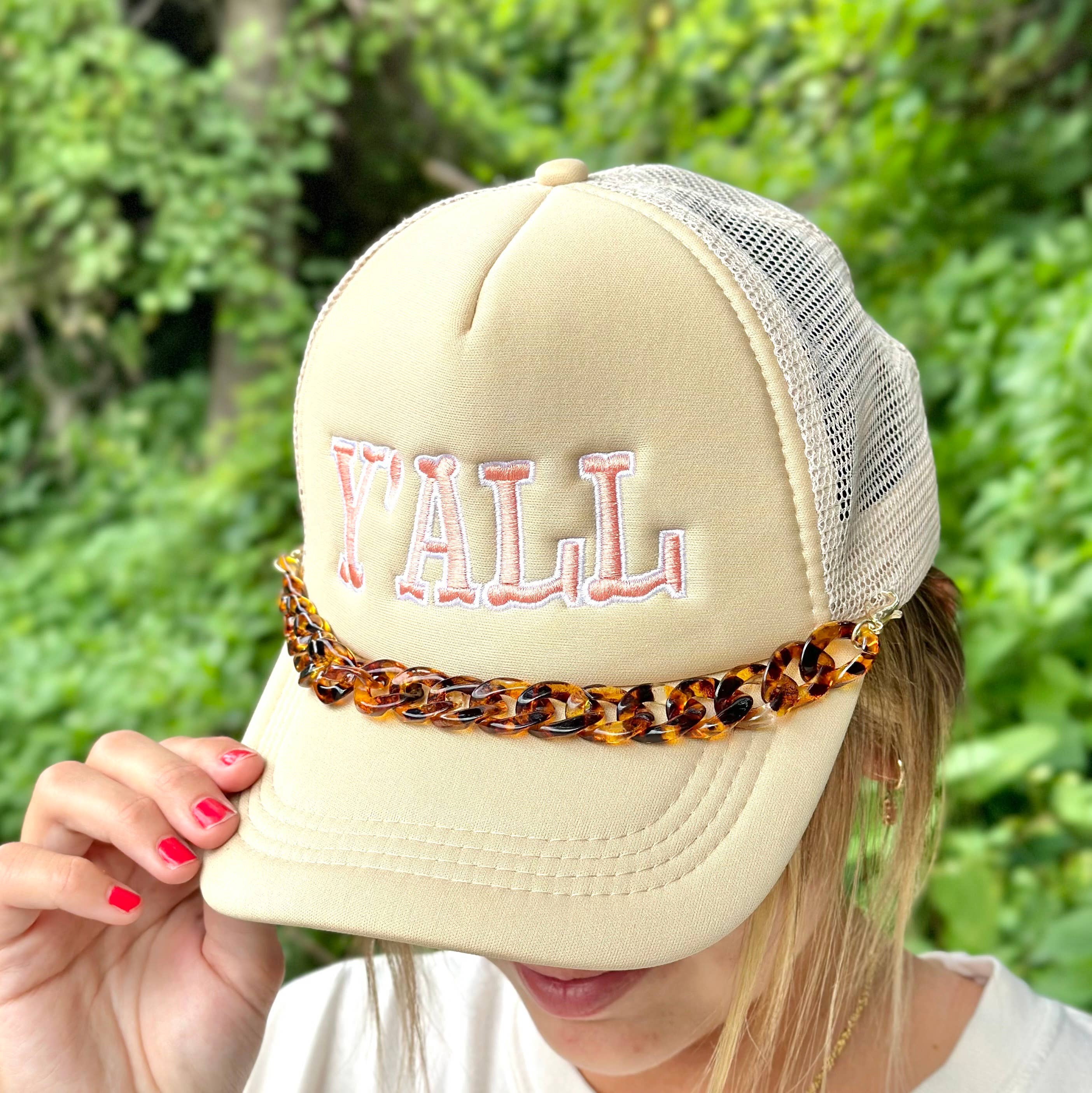 The Darling Effect - Wholesale Hat Accessory - Women's - Trucker Hat Chain-Acrylic Tortoise3