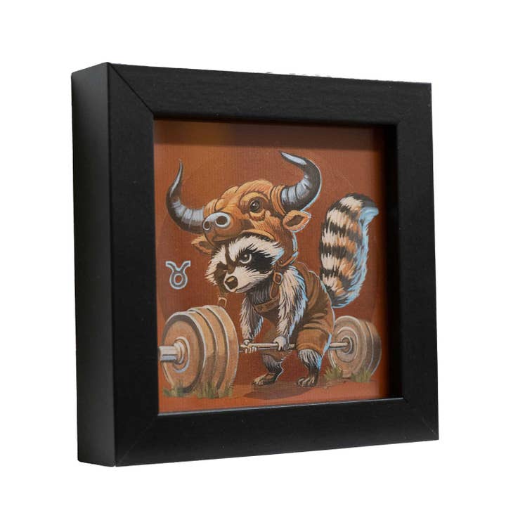 Pocket Art, print in frame, 10 x 10 cm, zodiac sign Taurus for wholesale by ZOOZANY handpainted