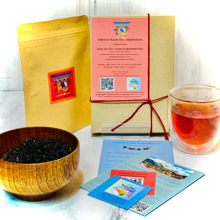 En Passage til Tibet Tibetansk Handels Te + Lydmeditationsboks for engroshandel hos FlowerTeas
