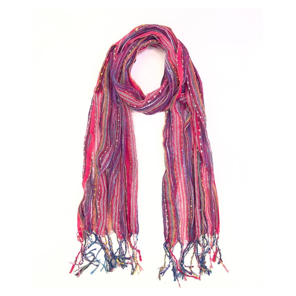 Humble Hilo – wholesale Scarf – Women's – Humble Hilo Multicolored Thread Artisan Scarf162