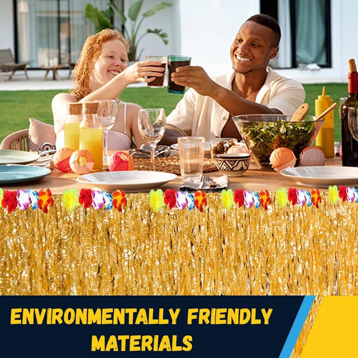 4E's Novelty - Wholesale Decal - Party Decorations - 4E's Novelty 9ft Luau Grass Table Skirt, 2 Pack – Hawaiian Party Decor & Moana Birthday Must-Have5