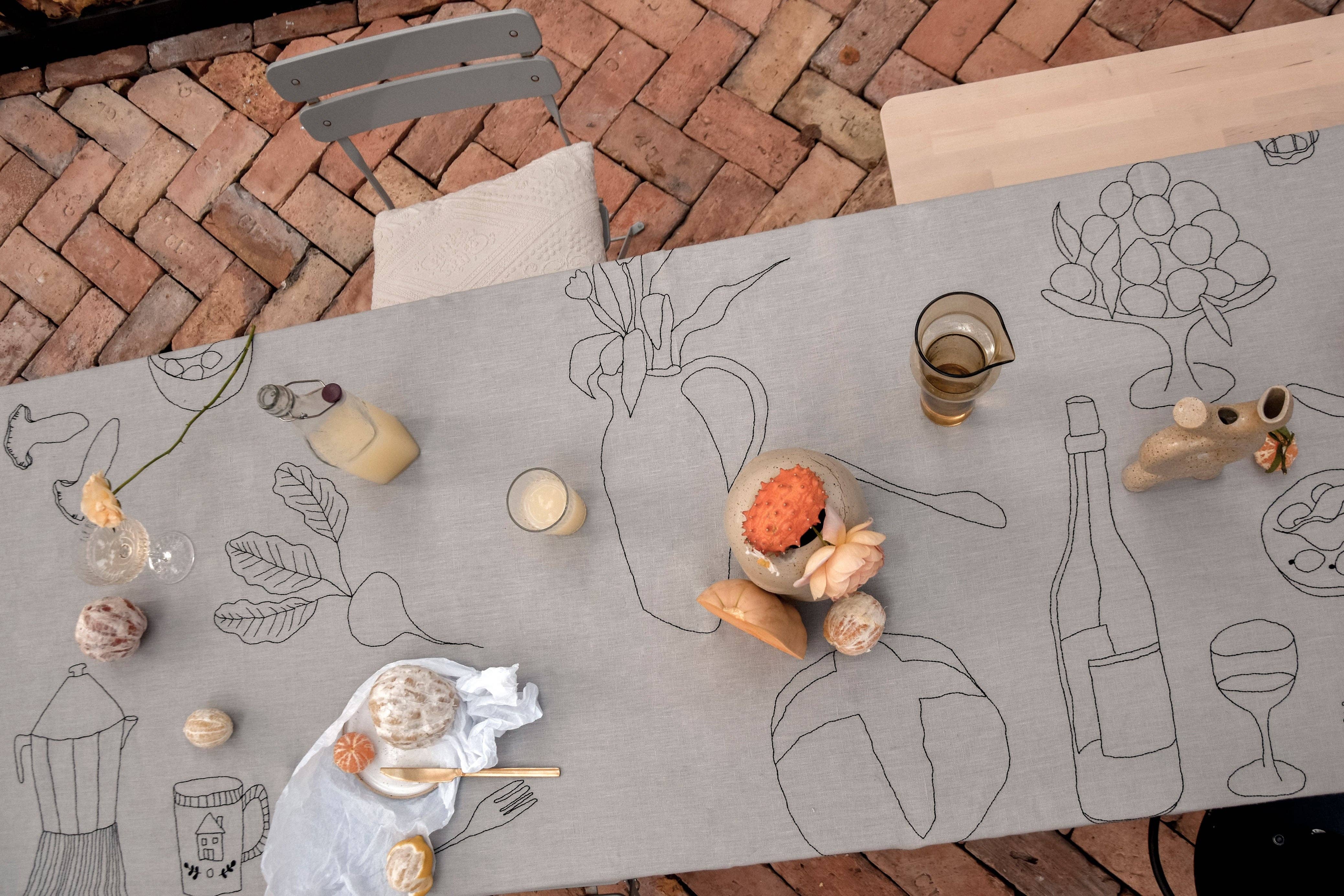 À bientôt - Wholesale Tablecloth - L'automne Organic Linen Tablecloth1