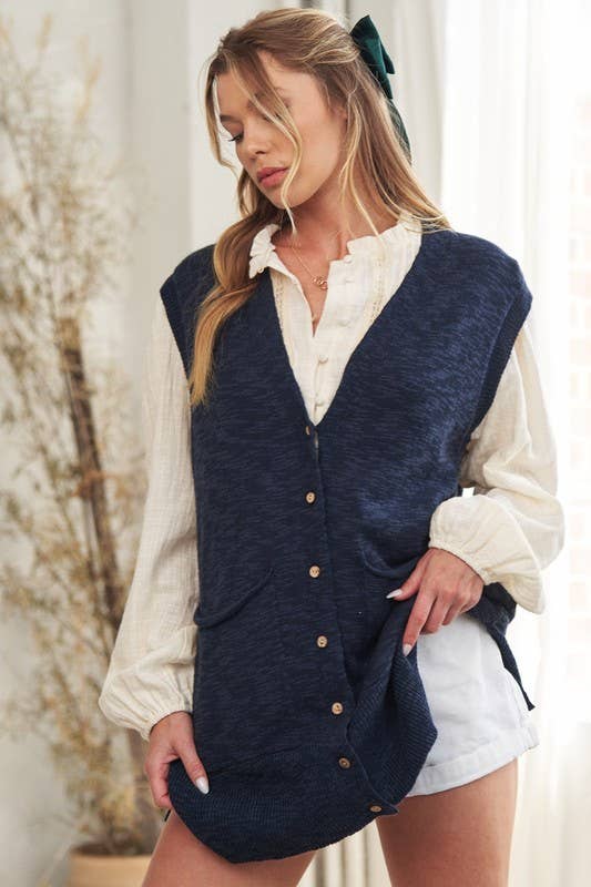 JADE BY JANE - Wholesale Sweater Vest - Women's - V-Neck Button Down Knit Sweater Vest4