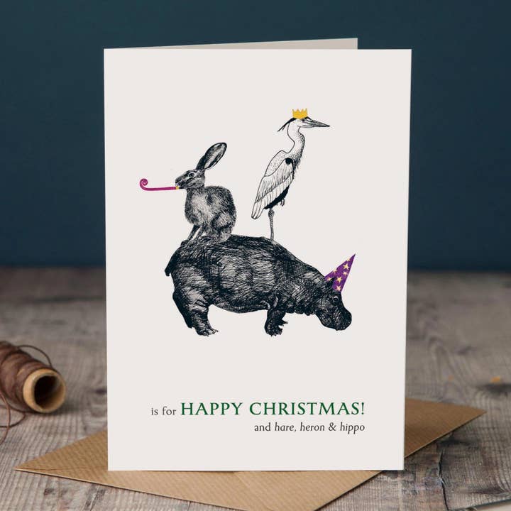 H is for Happy Christmas Card for wholesale by Lucy Coggle Designs