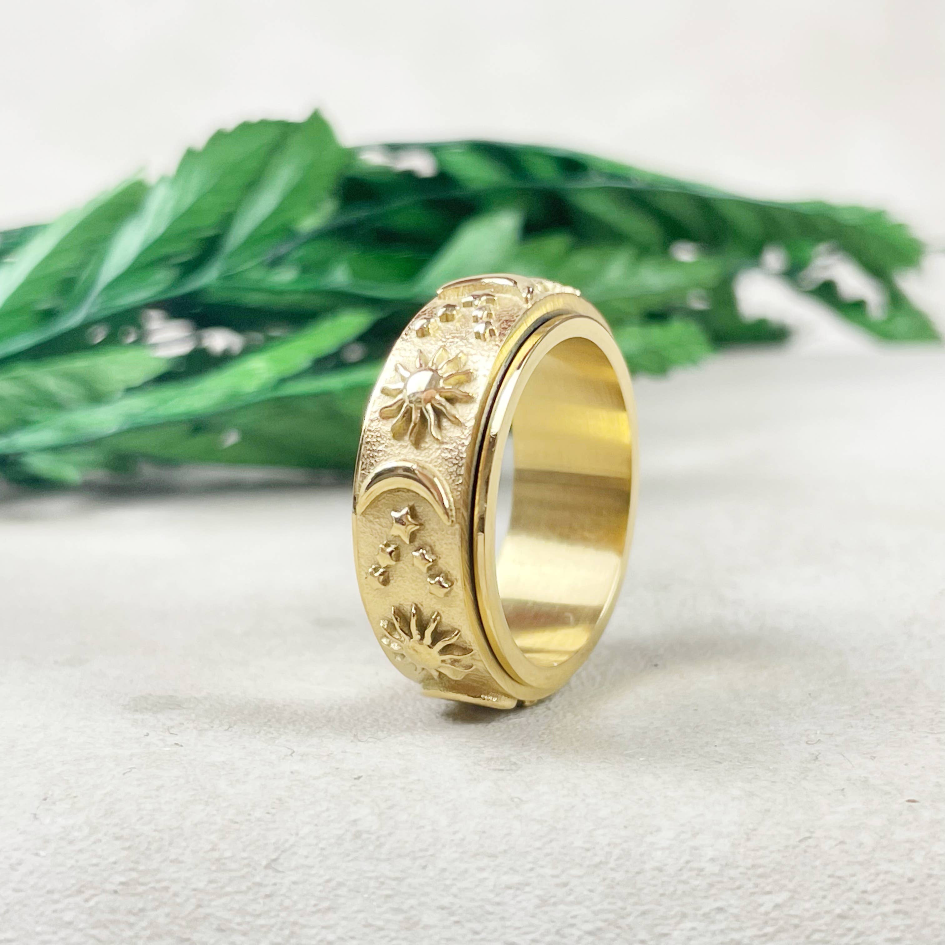 Ewelina Pas Jewelry - Wholesale Band/Stacked Ring - Celestial Stainless Steel Spinner Band Ring0