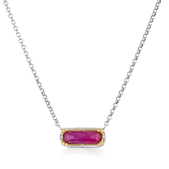 Collier East-West Ruby Doublet pour la vente par Anatoli Jewelry
