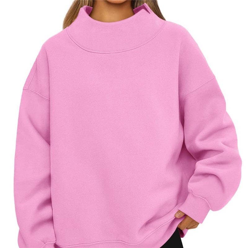FurDecoration - Wholesale Sweatshirt - Women's - Solid Color High Neck Fleece Sweatshirt1