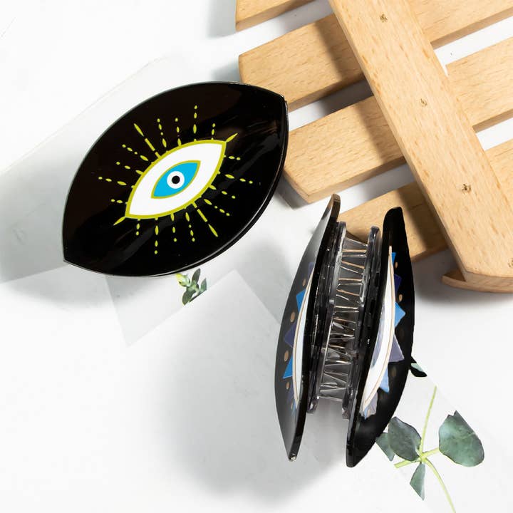 ACCITY - Wholesale Hair Clip - Women's - Evil Eye Acrylic Hair Claw - Black Shark Clip_CWAHA03084