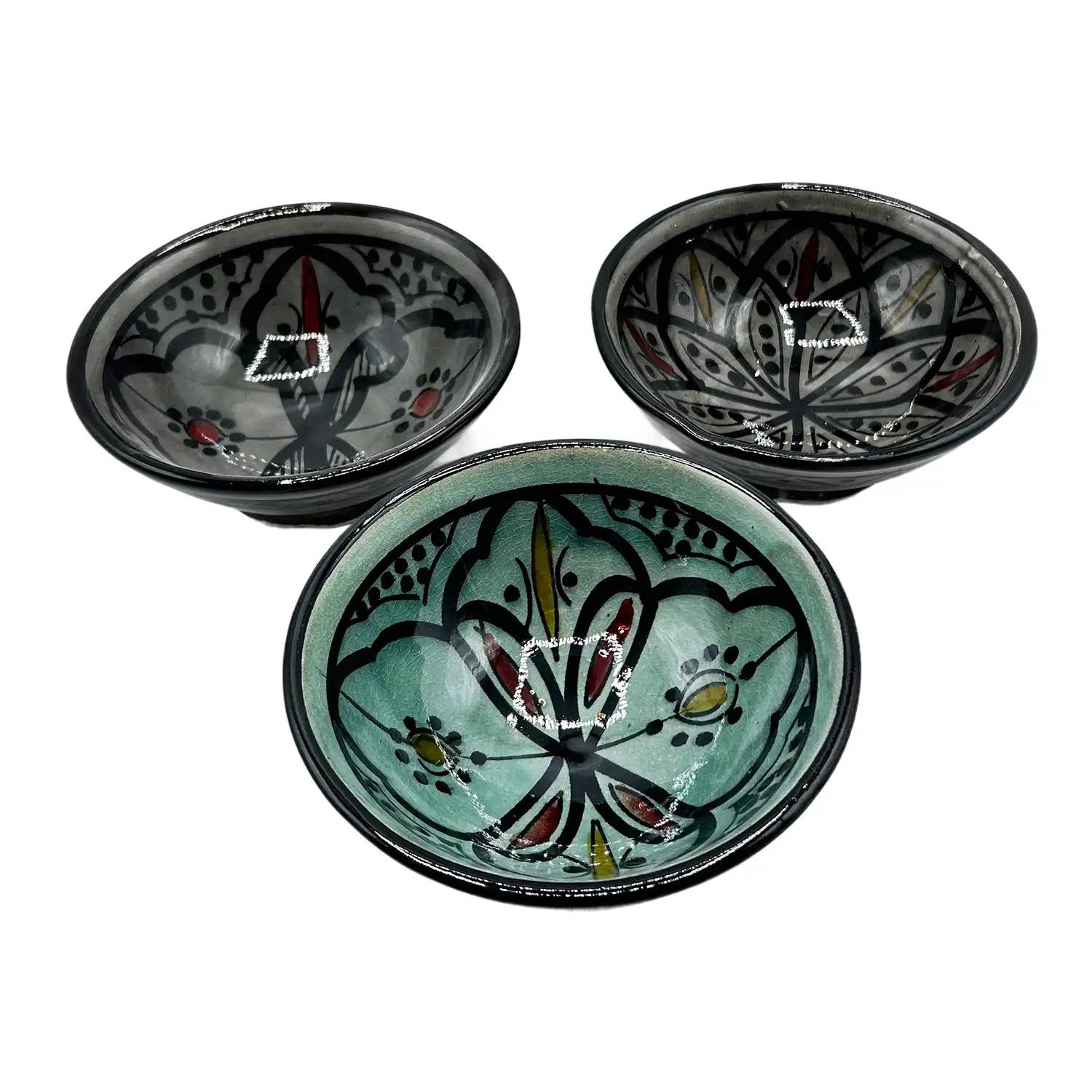 Etnico del Mondo - Vente Assiettes/plats/bols de décoration - Ensemble de 3 petits bols marocains en céramique peints à la main #172