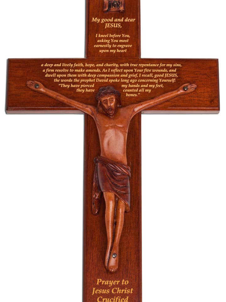 12" Crucifix-Mahog-Pryr To Jc for wholesale by H.J. SHERMAN COMPANY, INC.