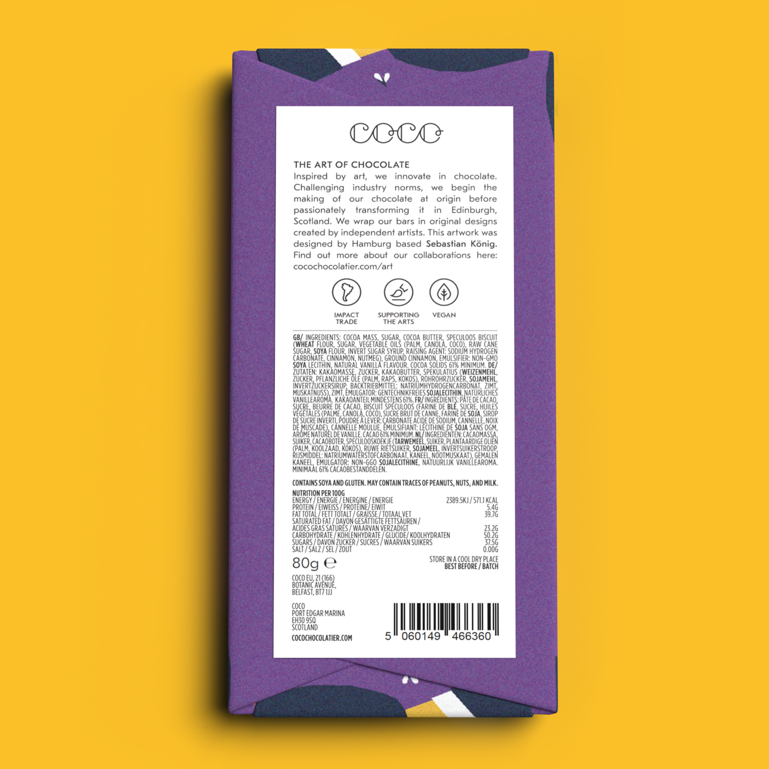COCO Chocolatier [No duties when shipping to US!] - Vente Barre chocolatée - Tablette de chocolat noir rouleau à la cannelle 80 g (lot de 12)3