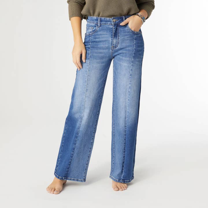 Medium Denim EverStretch Wide Leg Dual Wash for wholesale on Faire