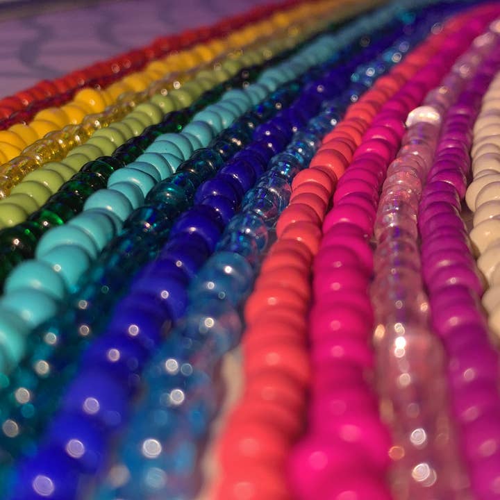 Adjustable Rainbow Solid Colored Beaded Choker Necklaces for wholesale by Athena’s Art Cove