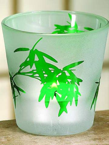 Support en verre Hj512 en forme de feuille de bambou gravée - Boîte de 12 pour la vente par Biedermann & Sons