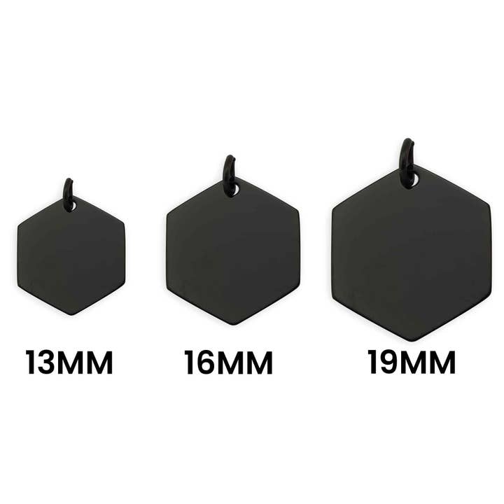 Black Stainless Steel Blank Hexagon Pendant for wholesale by WJW