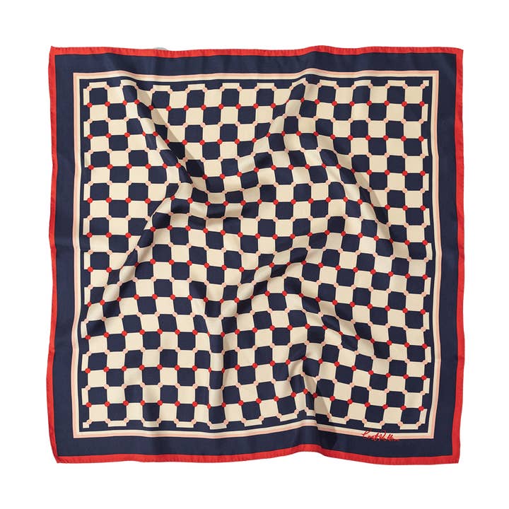 "Schackmönstrad" Sidenbandana - Blå för wholesale av Lost Pattern NYC