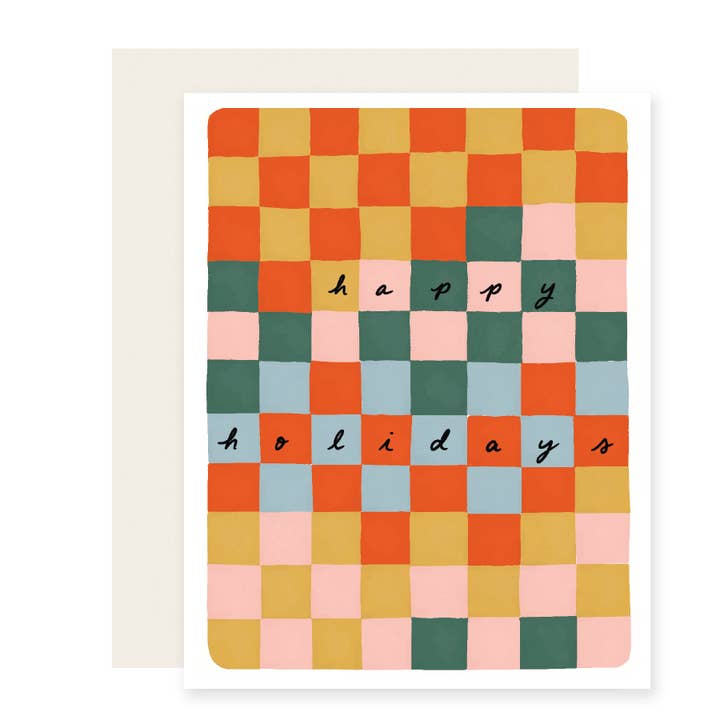 Holiday Checkers | Holiday Card for wholesale by Slightly Stationery