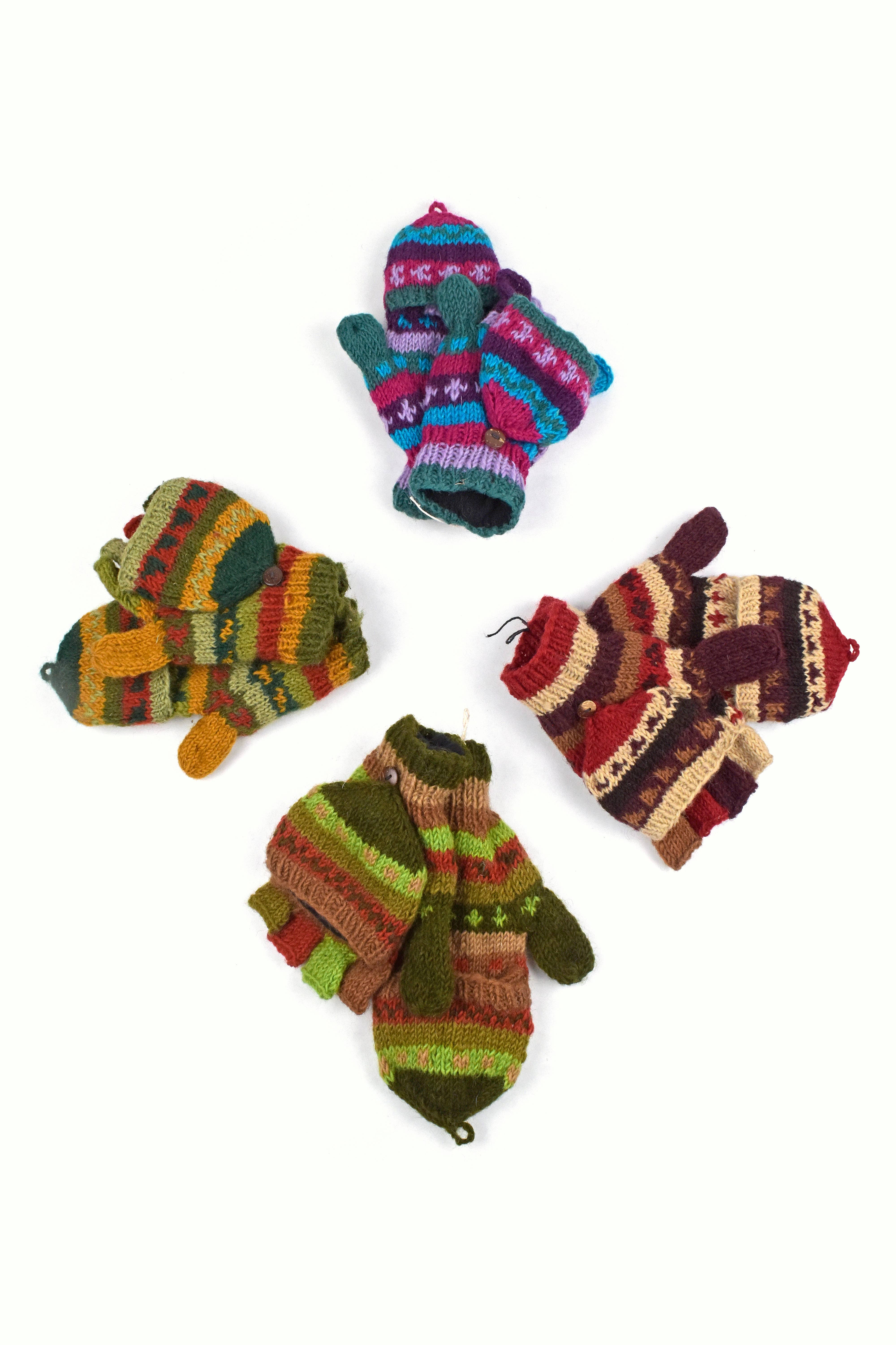 Nusantara Inc. - Wholesale Mittens - Unisex - Hand Knit Fine Woolen Convertible Mittens-989320