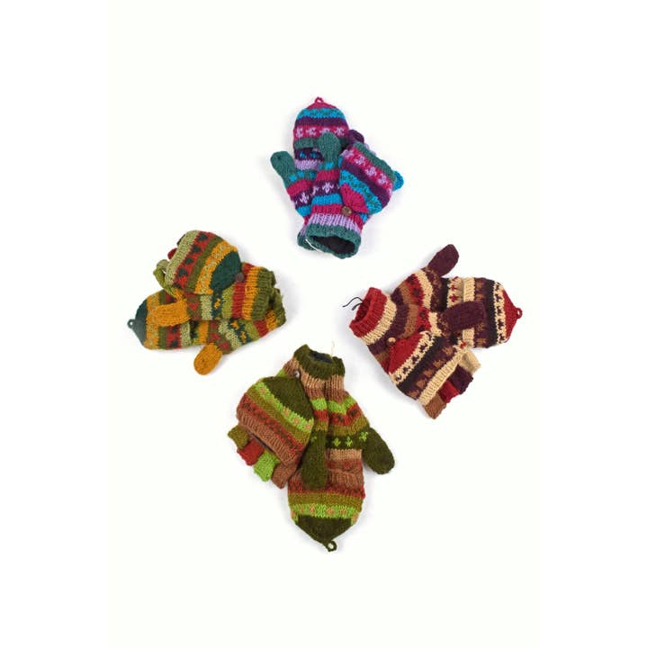Nusantara Inc. - Wholesale Mittens - Unisex - Hand Knit Fine Woolen Convertible Mittens-98932