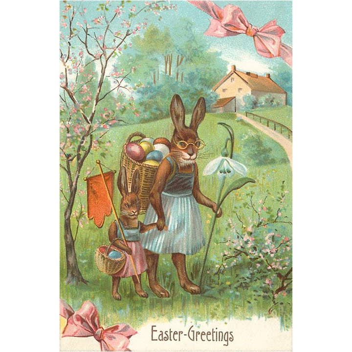 Found Image Press - Vendita all'ingrosso Cartoline - Cartolina EA-61 Auguri di Pasqua, Coniglio con Occhiali in Abito