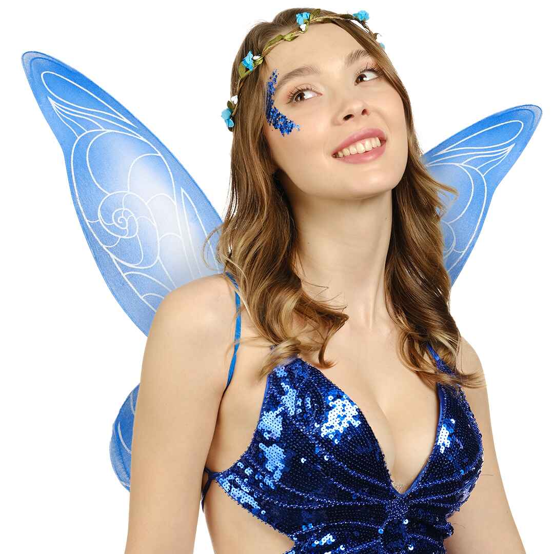 Funcredible – wholesale Costume – Women's – Blue Fairy Costume Accessories Set - Fairy Wings, Crown5