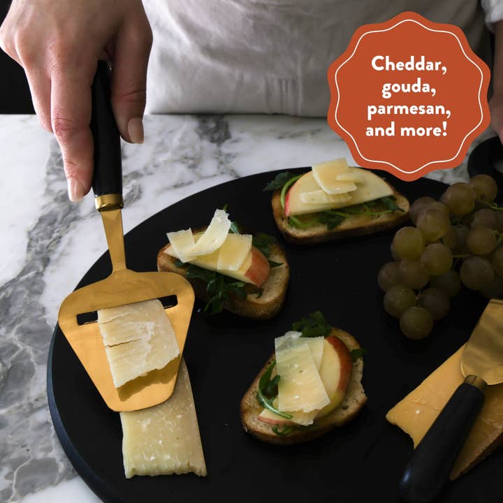 HOST AT HOME by The Bamboo Abode – wholesale Cheese spreader – Black Marble Handheld Cheese Slicer, Cheese Plane