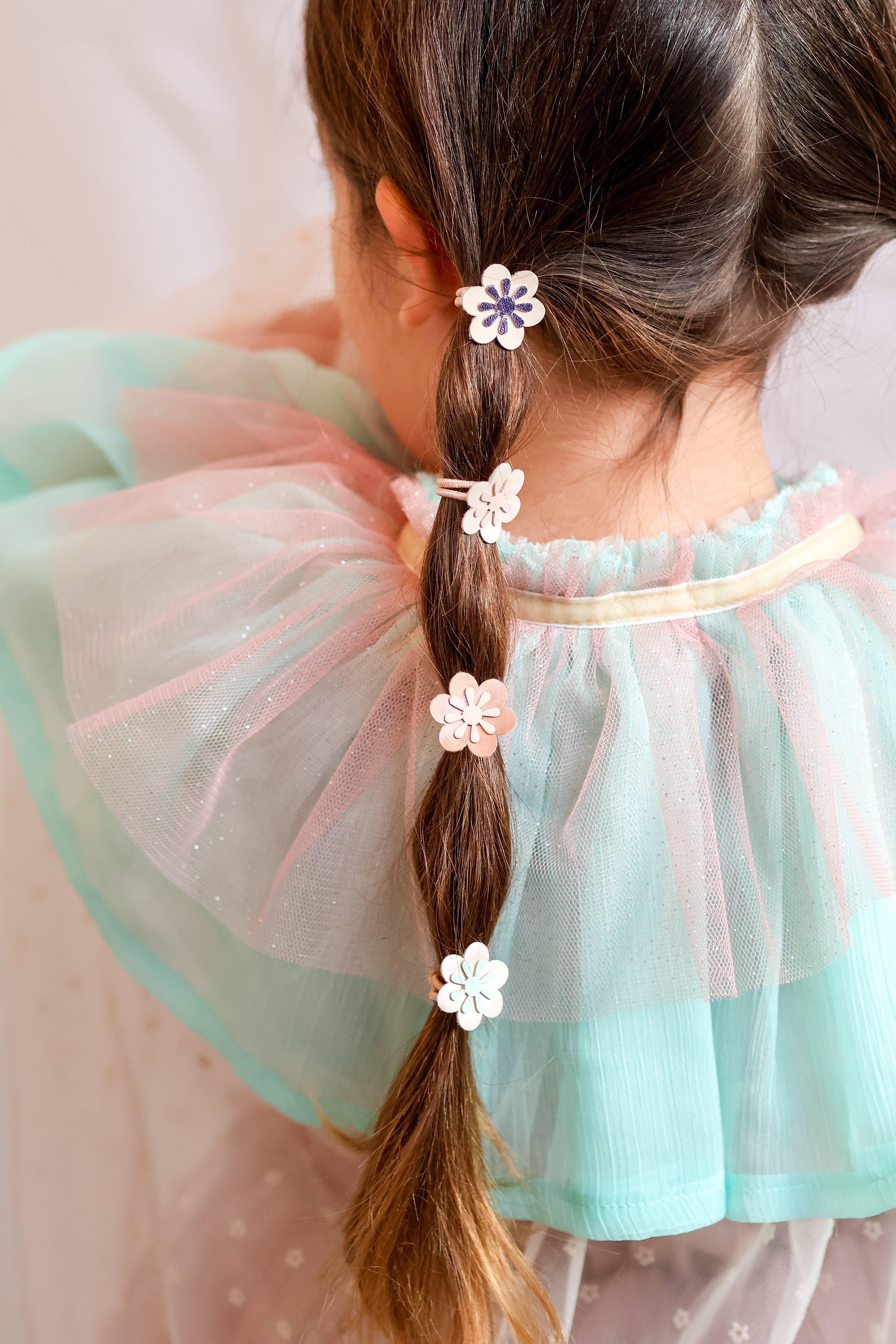 Bluebell Petite - Wholesale Hair Tie - Kids - Flower Hair Ties Lilac Metallic 1