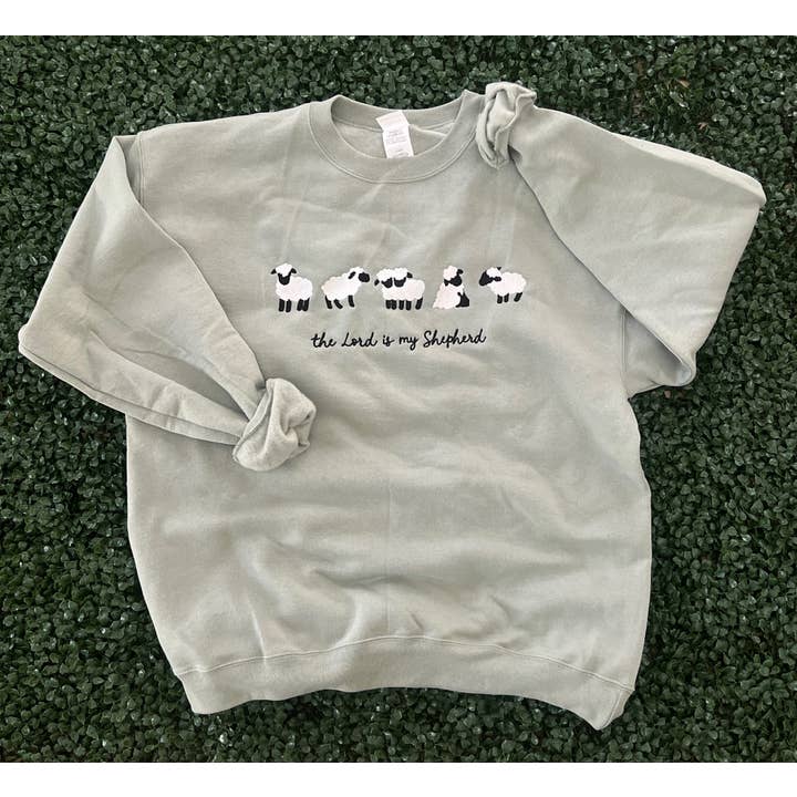 EMBROIDERED: The Lord Is My Shepard on Stonewash Green for wholesale by RMN Wholesale