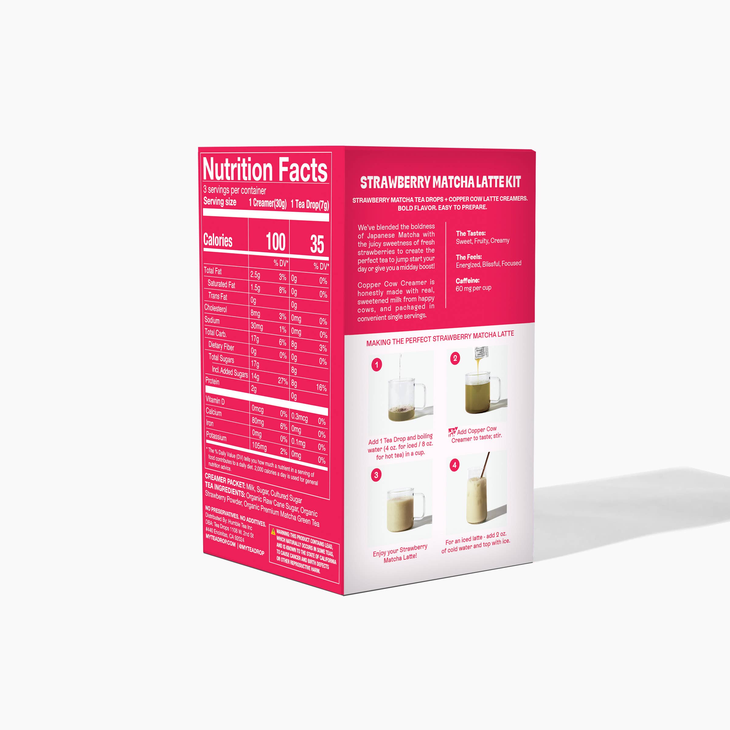 Tea Drops - Wholesale Health/Detox Tea - Strawberry Matcha Latte Kit - 3ct (Case of 6)4