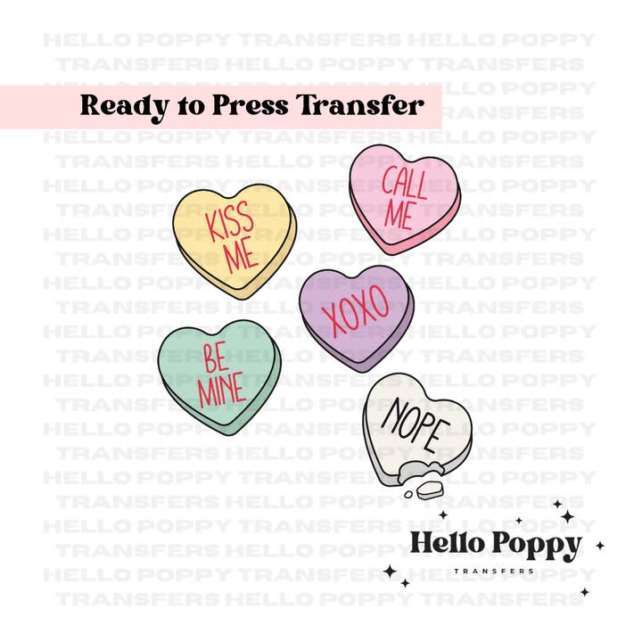 Conversation Hearts Anti-Valentines Full Color DTF Transfer for wholesale by Hello Poppy Transfers