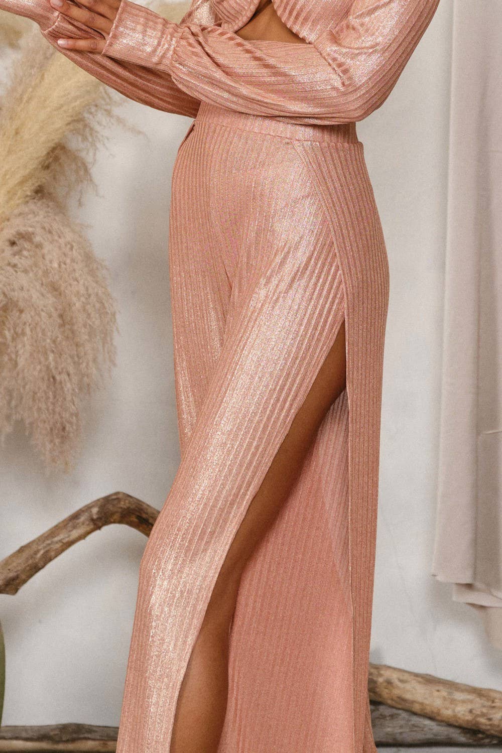 Endless Blu - Wholesale Pants - Women's - DKP1098 Metallic knit pants1