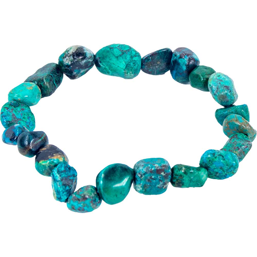 Kheops International - Venta al por mayor Pulsera de cuentas - Pulsera elástica de piedras rodadas 8-10 mm - Azurita Malaquita0