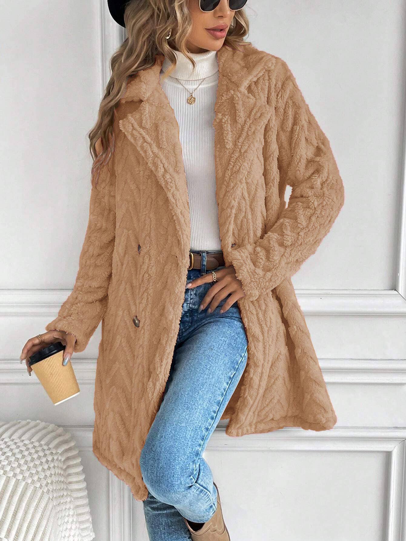 Miss Sparkling - Wholesale Fur/Faux Fur Coat - Women's - Houndstooth Pattern  Fleece Coat6