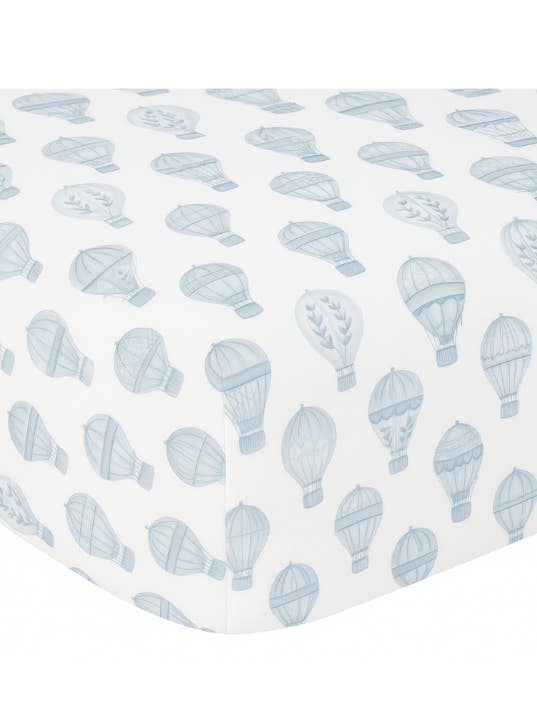 Little Explorer | Blue Crib Sheet for wholesale by Baby Dunn