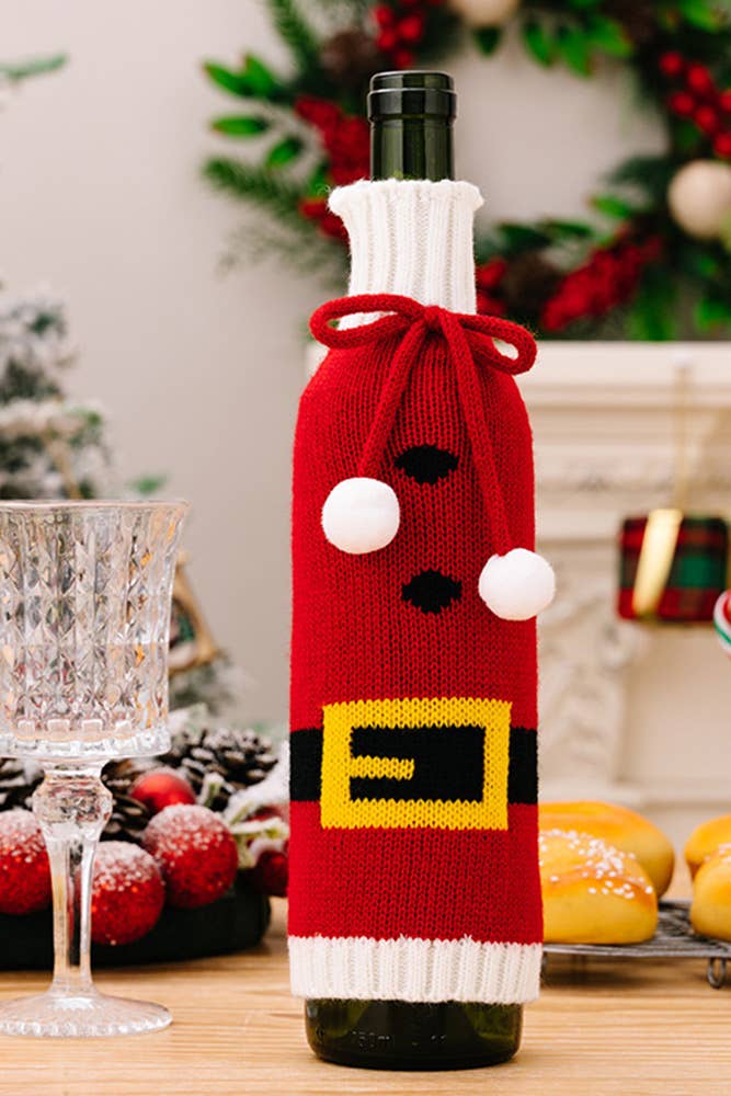 Comely Fashion - Wholesale Drink Huggers & Koozies - Christmas Elements Knit Wine Bottle Sweater CF-HB0480