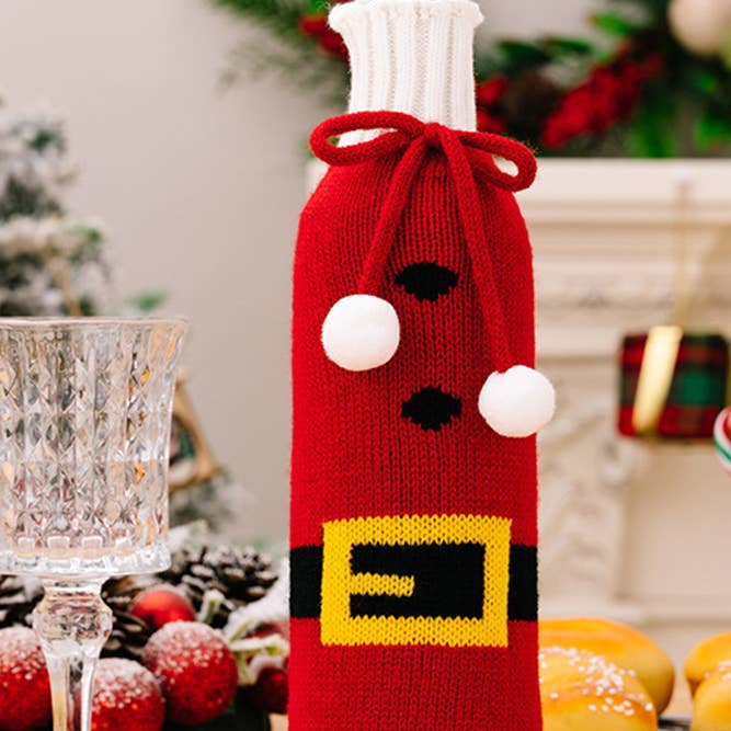 Comely Fashion - Wholesale Drink Huggers & Koozies - Christmas Elements Knit Wine Bottle Sweater CF-HB048