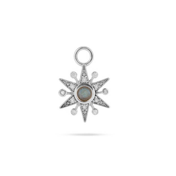 Limited Edition Diamond & Labradorite Star Earring Charm 9k White Gold for wholesale by ZOHREH