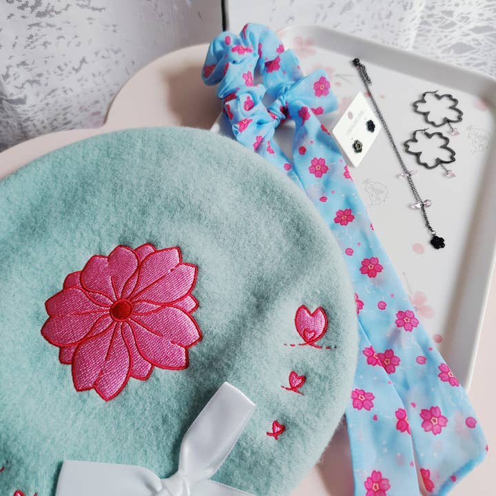 squibblefu - Wholesale Beret - Unisex - Sakura Bow Beret | SakurAccessories6