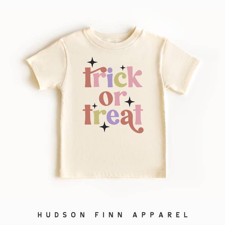 Hudson Finn Apparel - Wholesale Screen Printed T-Shirt - Kids - Trick or Treat Kids Halloween Shirt, Girls Skull Fall Tshirt
