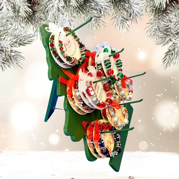 Fiona Accessories - Vente Bracelet de perles - Bracelets extensibles en verre peint de Noël, 36 pièces1